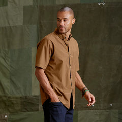 Garment-Dyed Poplin Short-Sleeve Shirt