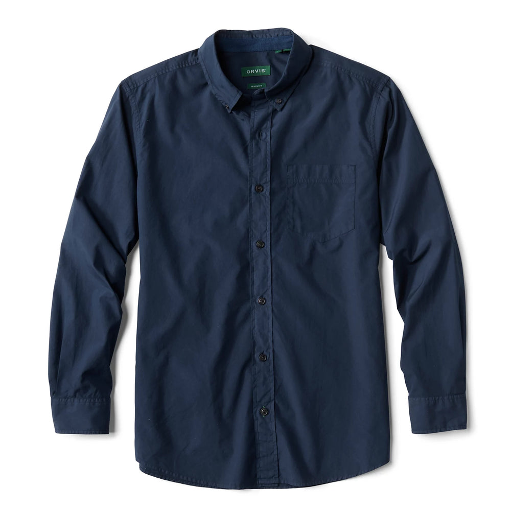 Garment-Dyed Poplin Long-Sleeve Shirt