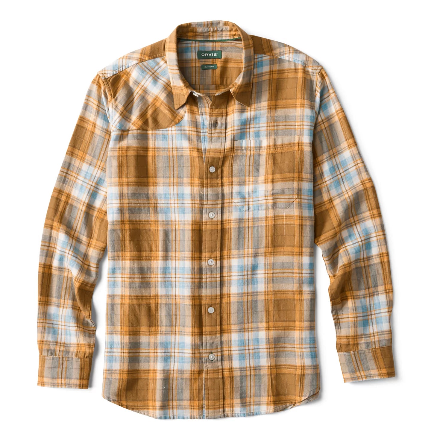Space-Dyed Plaid Long-Sleeve Shirt