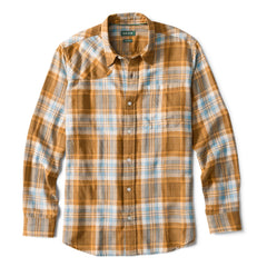 Space-Dyed Plaid Long-Sleeve Shirt