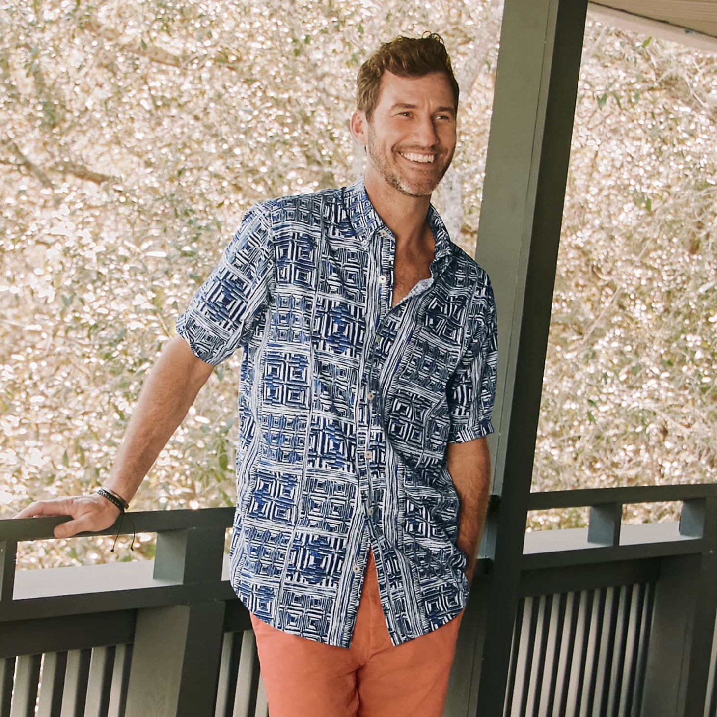 Men's Heritage Poplin Printed Short-Sleeve Shirt