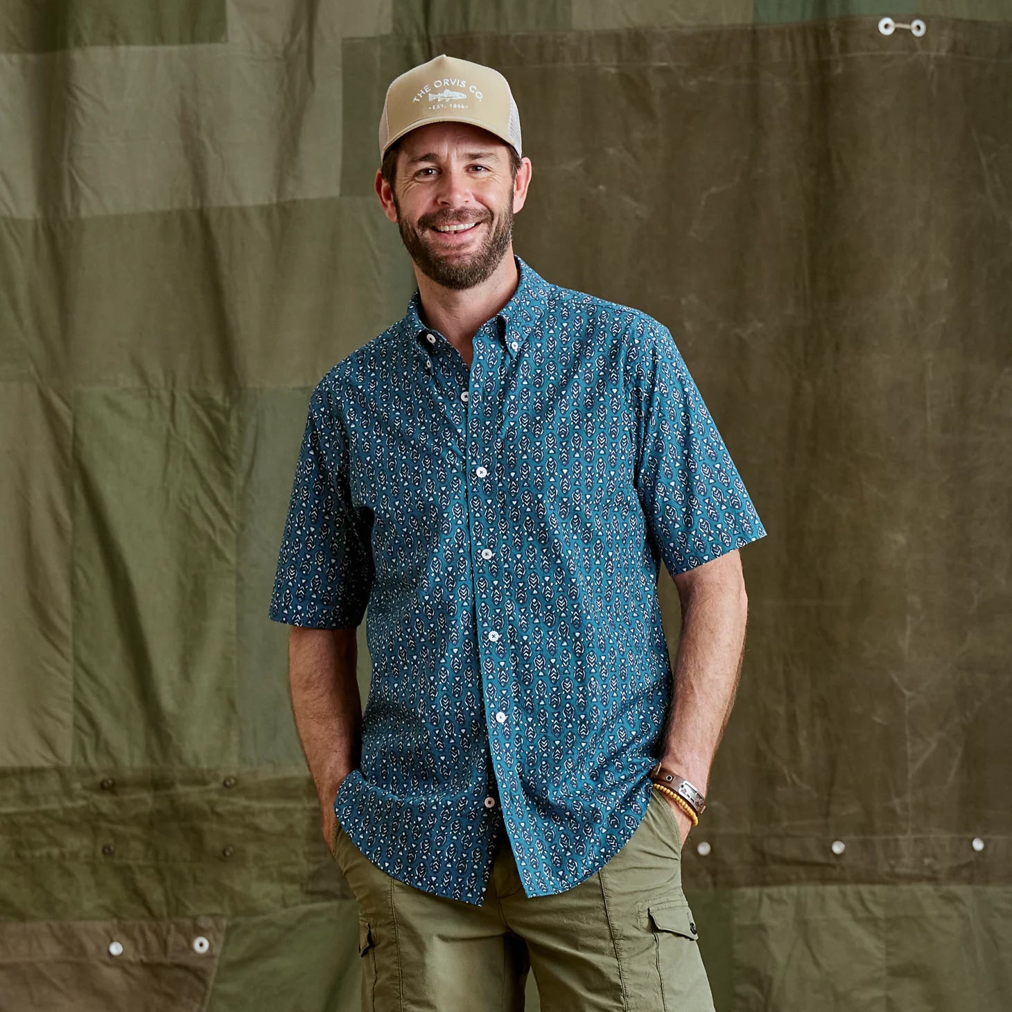 Men's Heritage Poplin Printed Short-Sleeve Shirt