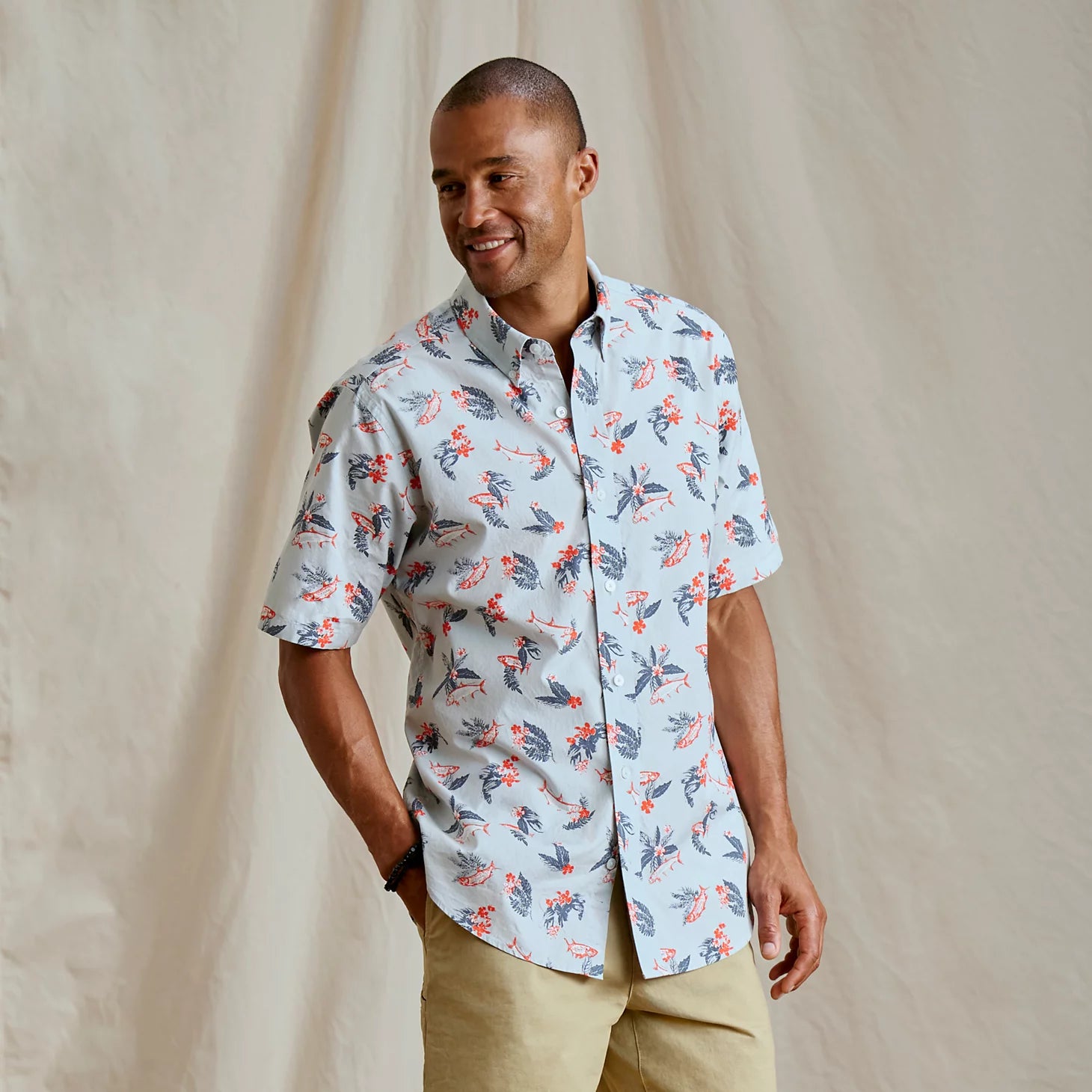 Men's Heritage Poplin Printed Short-Sleeve Shirt