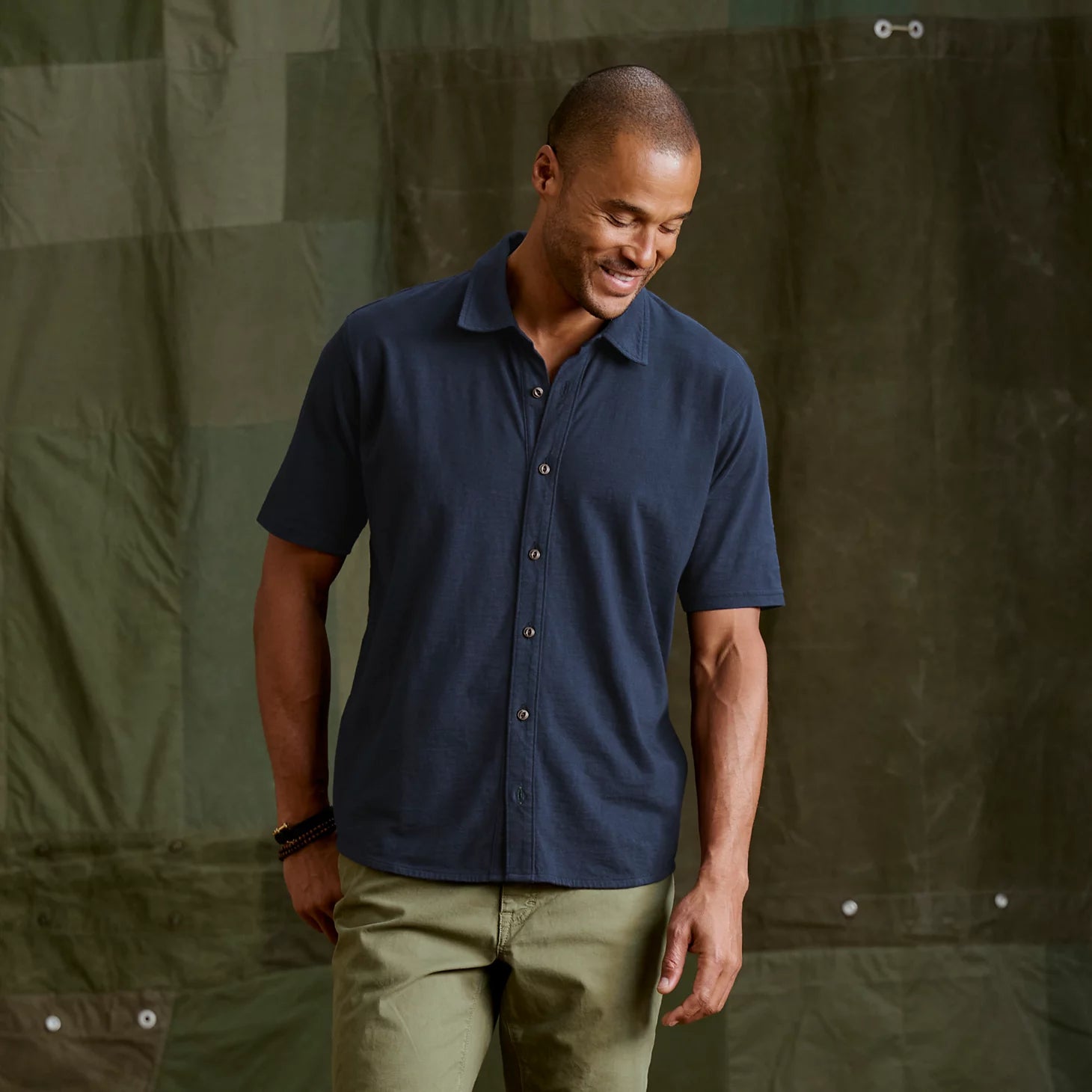 Men's Bromley Knit Button-Down Short-Sleeve Shirt