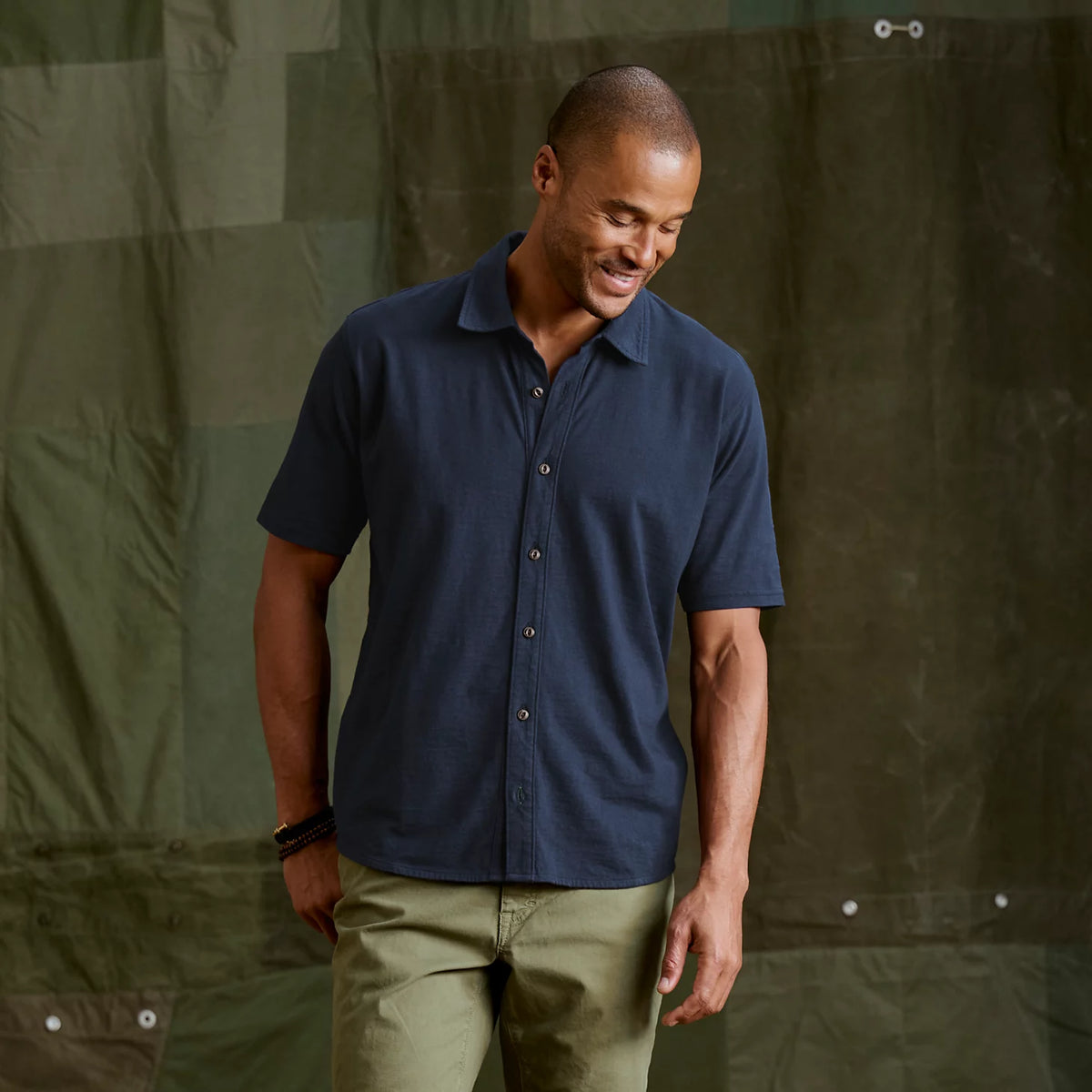 Men's Bromley Knit Button-Down Short-Sleeve Shirt