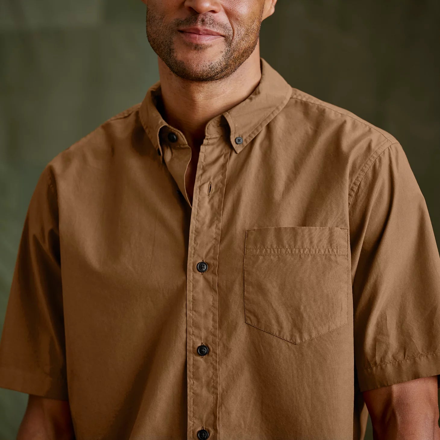 Garment-Dyed Poplin Short-Sleeve Shirt