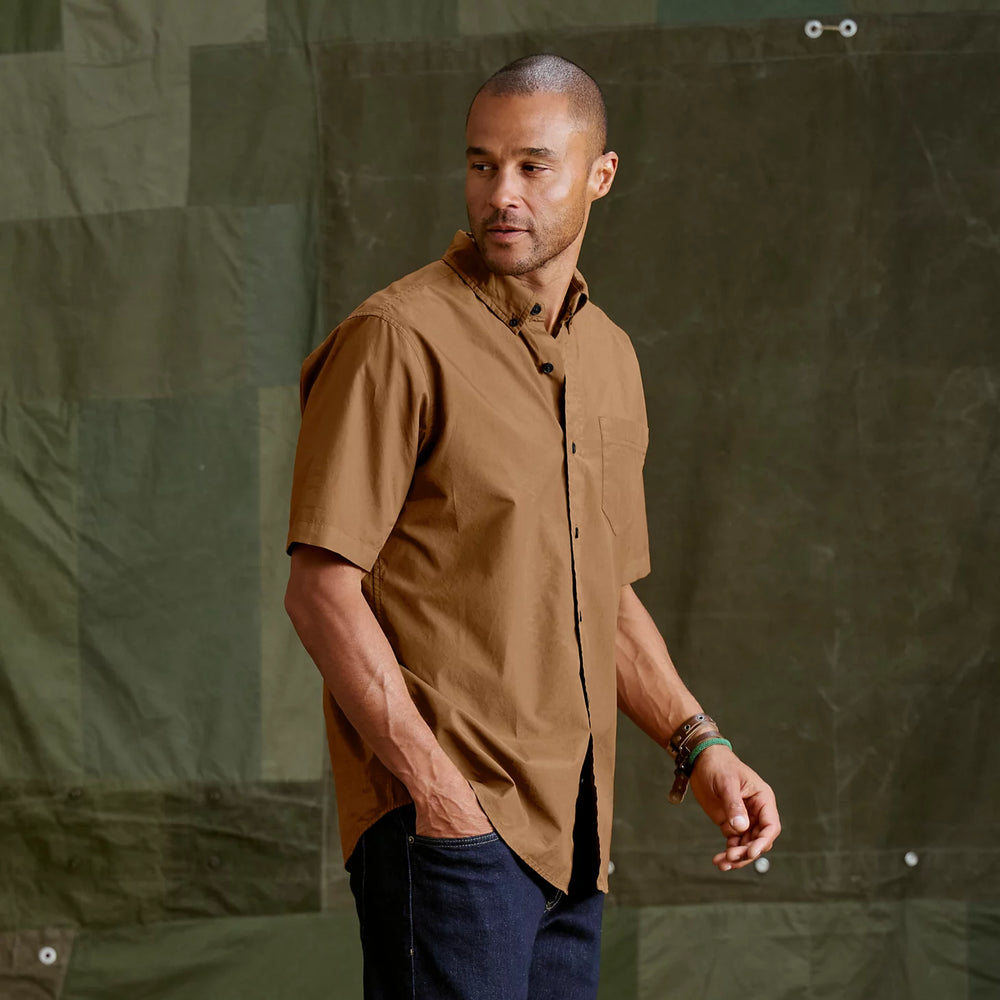 Garment-Dyed Poplin Short-Sleeve Shirt
