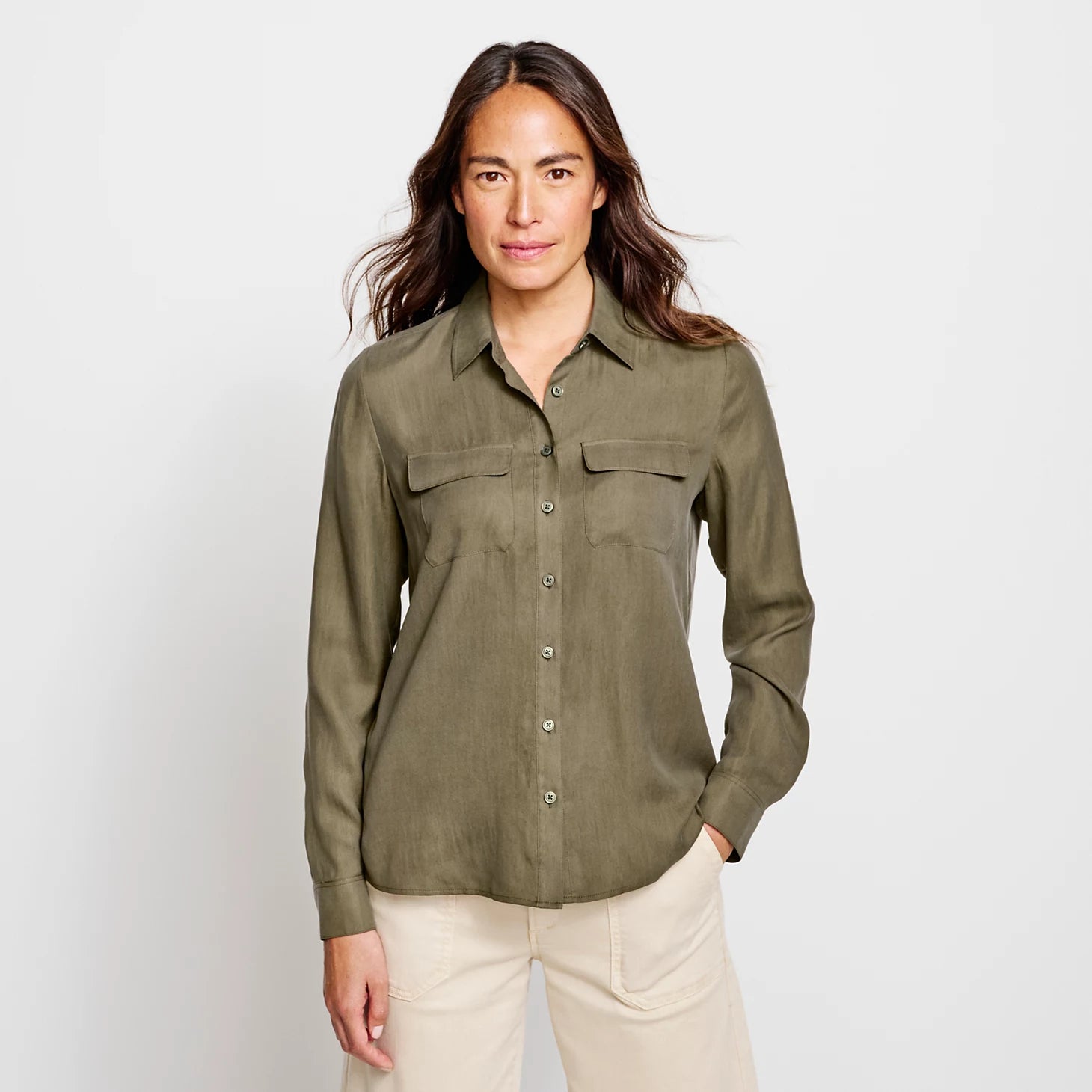 Washable Silk Long-Sleeve Shirt